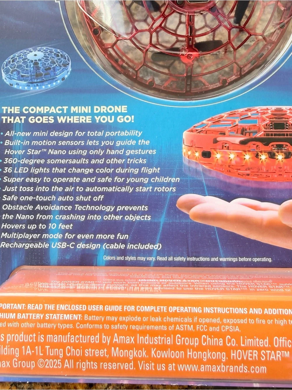 Hover Star Nano Motion Controlled UFO Toy Hand Control Drone (Red) New